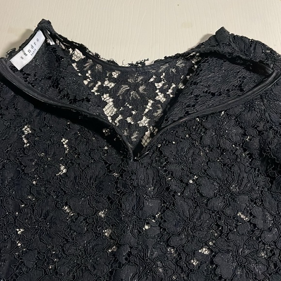 ‼️2/25 sale: Sandro Black Floral Lace Top- Size 1 - Picture 11 of 11